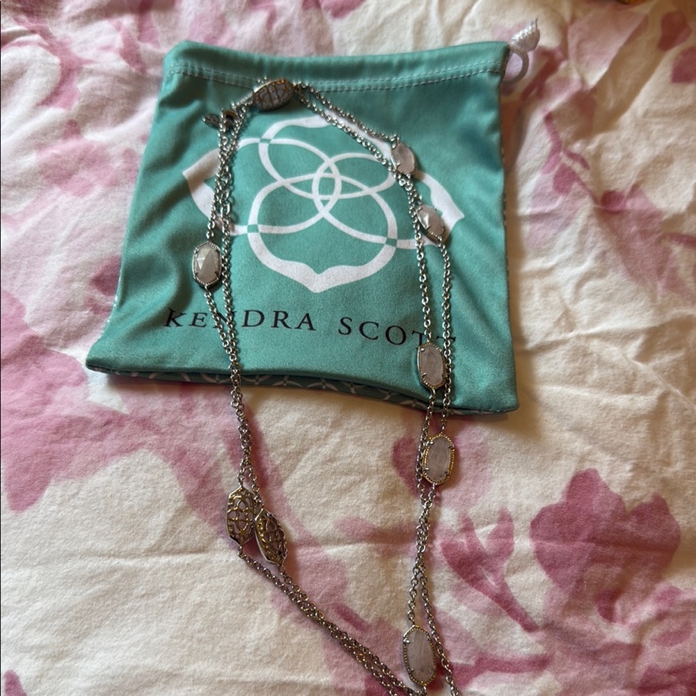 Kendra Scott Silver Rose Quartz Necklace Delicate Design